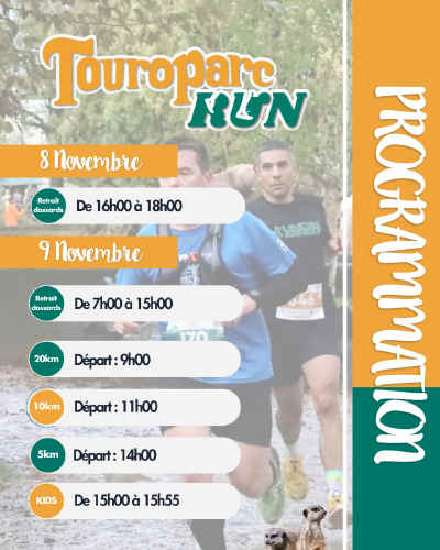 Peut tre une image de 2 personnes et texte qui dit 8 Novembre Retrait dossards De 16h00 18h00 9 novembre Retrait dossards Touropare HUN DUNDER 유닛이닭동 ARICA 346 ATE 이을 De7h00 15h00 20km Dpart: Dpart:9h00 9h00 10km Dpart: 11h00 5km Dpart: 14h00 KIDS De 15h00 De15h00a15h55  15h55